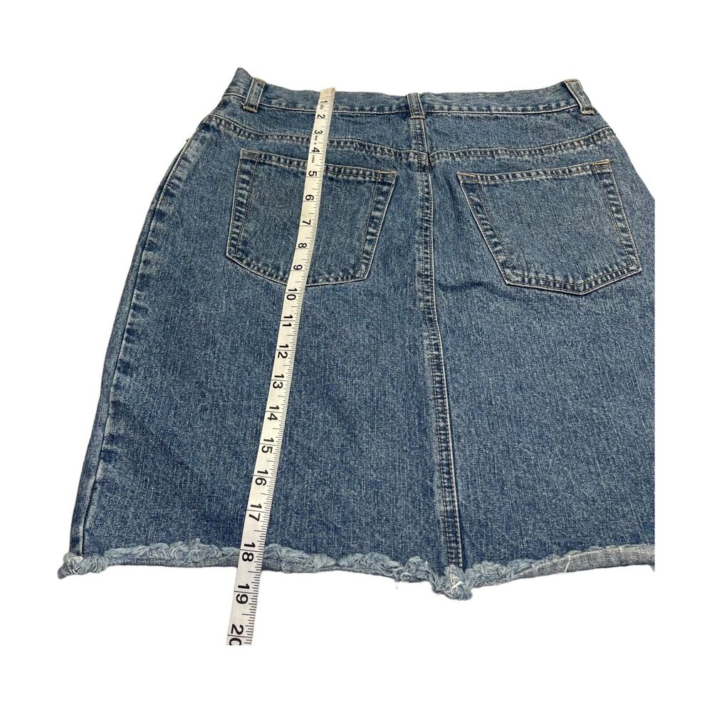 New York A-Line Skirt Women's 6 Blue Denim 100% Cotton 5-Pockets Frayed Hem - Picture 6 of 6